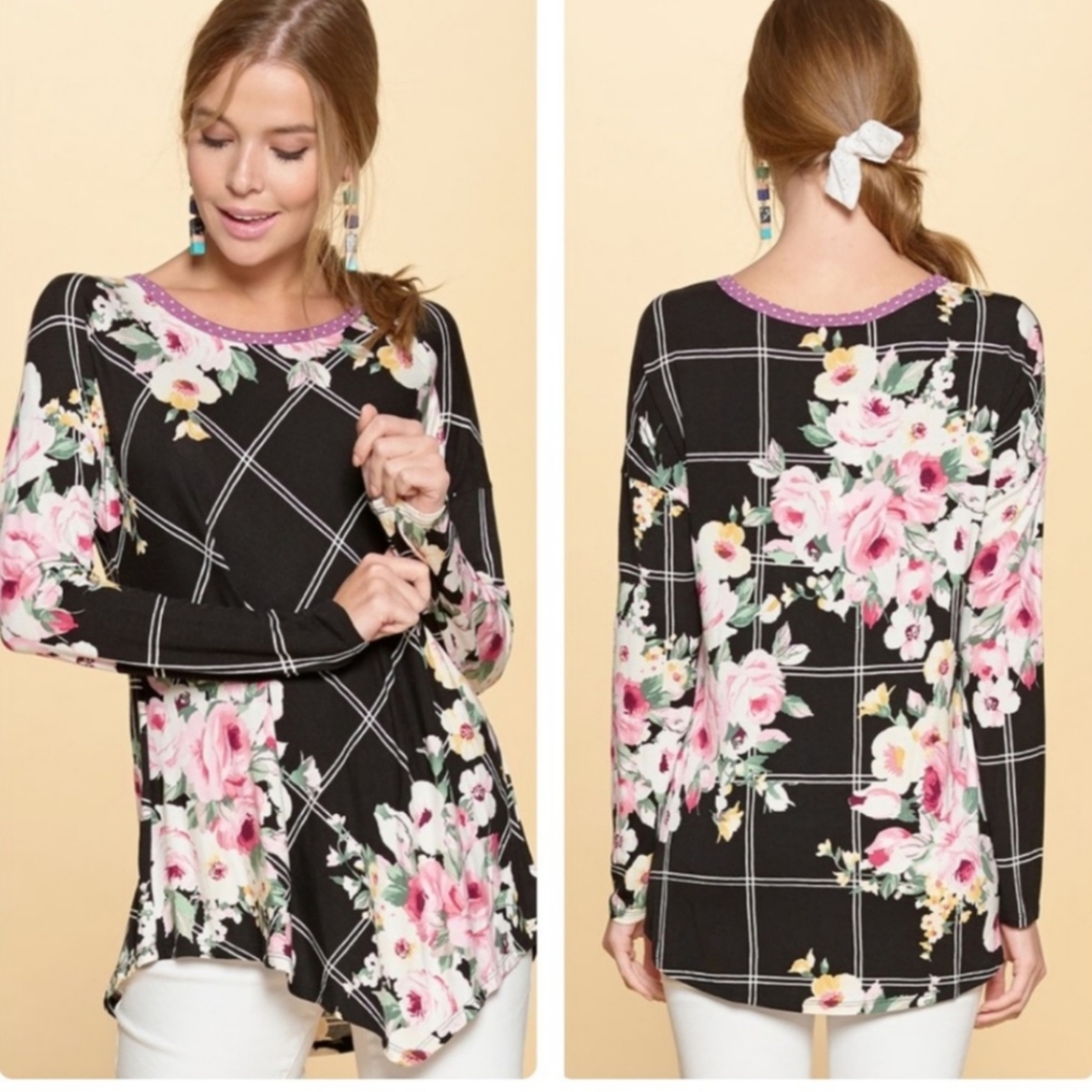 Floral window pane top